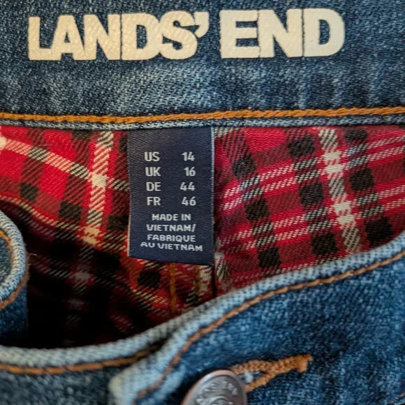 Lands' End Denim with Red Plaid Interior - Picture 2 of 5